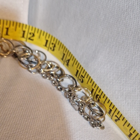 Elegant Gold and Silver Circle Necklace - Picture 4 of 6